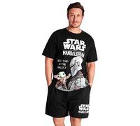 Disney Star Wars Pyjama Court Homme Ensemble Tee Shirt Homme et Short Pyjama Coton Doux Cadeau Baby Yoda Dark Vador (L, Noir Baby Yoda)
