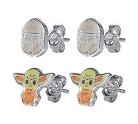 Disney Star Wars The Mandalorian The Child Silver Plated Stud Earring Set, Official License