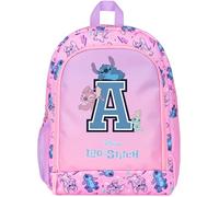 Disney Stitch and Lilo Sac à dos d'école personnalisé pour fille Rose Grand format A4 2 compartiments Sac à dos de voyage avec poches en maille et bretelles rembourrées réglables, rose