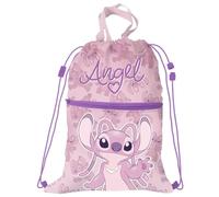 Disney Stitch Angel 2 compartiments avec fermeture à glissière extérieure et fermeture à cordon de serrage 44 x 34 cm