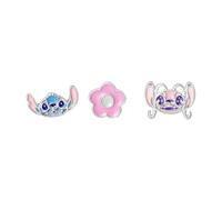 Disney Stitch & Angel Lot de Boucles d'Oreilles en Laiton Non Assorties avec Fleur Émaillée
