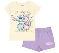 Disney Stitch Angel Pyjama pour Fille en Coton à Manches Courtes, pour L'ÉTÉ, Deux pièces, 100% Coton, Oeko-TEX (FR/ES, Numérique, 116, Taille Normale, Violet-crème)