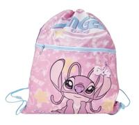 Disney Stitch Angel Sac à dos école et loisirs 2 compartiments avec fermeture éclair extérieure et cordon de serrage 44 x 34 cm