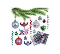Disney Stitch Angel SET de boules de Noël, INCASSABLES, décorations en plastique, SET 25 pièces