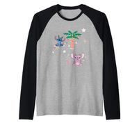 Disney Stitch & Angel Tropical Christmas Starry Holiday Vibe Manche Raglan