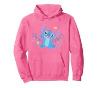 Disney Stitch avec fleurs et papillons, ambiance printanière de Pâques Sweat à Capuche, Unisexe pour adultes, Rose vif, M