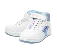 Disney Stitch Baskets montantes pour fille sous licence officielle Lilo and Stitch Baskets blanches et bleues avec lacets et sangle Chaussures décontractées confortables Tailles 38 à 3, blanc, 36 EU