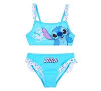 Disney Stitch Bikini Fille 3-8 Ans Costume Mer Deux Pièces Officiel Premium 82% Polyester 18% Élasthanne Séchage Rapide Motifs Colorés Été, 18070 Bleu, 4 ans
