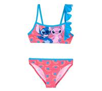Disney Stitch Bikini Fille 3-8 Ans Costume Mer Deux Pièces Officiel Premium 82% Polyester 18% Élasthanne Séchage Rapide Motifs Colorés Été, 18073 Bleu, 6 ans