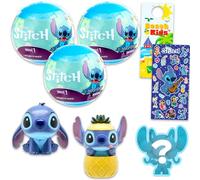 Disney Stitch Blind Ball - Lot de 3 mini figurines Mash'Ems Blind Ball avec jouets mystérieux et autocollants, plus | Figurines Stitch pour enfants, garçons, filles