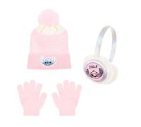 Disney Stitch Bonnet, Gants et Cache-Oreilles pour Filles, Chapeau d'hiver Scintillant pour Enfants, Cadeau pour Filles | Rose