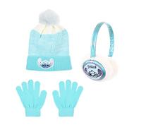 Disney Stitch Bonnet, Gants et Cache-Oreilles pour Filles, Chapeau D'hiver Scintillant pour Enfants, Cadeau pour Filles | Bleu