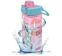 Disney Stitch Bouteille carrée 500 ml - Bouteille en plastique réutilisable avec couvercle à bec verseur verrouillable, à rabat, bouteilles de sport pour enfants pour pique-nique ou voyage à partir de