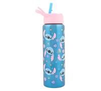 Disney Stitch Bouteille d'eau isotherme en acier inoxydable de 750 ml pour enfants avec couvercle à paille, sans BPA, anti-fuite, lavage à la main uniquement - Cadeau officiel Lilo & Stitch pour