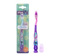 Disney Stitch Brosse à dents pour enfants avec capuchon de protection, poils arrondis souples, poignée confortable et ventouse pour un rangement vertical pour enfants à partir de 3 ans