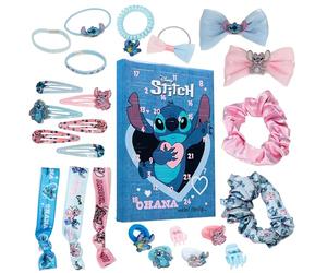 Disney Stitch Calendrier de l'Avent 2025 Fille Ado Compte à Rebours Noel 24 Surprises Cheveux Accessoires Kawaii Élastiques Chouchous Cadeau Fille (Bleu)