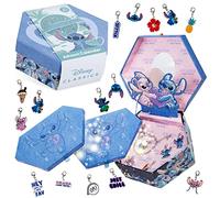 Disney Stitch Calendrier de l'Avent 2025 pour Filles Ados Calendrier Avent Bijoux à Charms ou Version DIY Remplir Soi Meme Idée Cadeau (Bijoux Stitch Bleus)