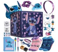 Disney Stitch Calendrier de l'Avent 2025 Compte à Rebours Noel 24 Surprises Papeterie Original et Accessoires Kawaii Collier Porte-clés Stylo (Violet Stitch Cube)