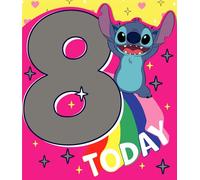 Disney Stitch Carte de vœux de 8e anniversaire pour filles - Motif unique de Stitch pour jeunes filles - Carte d'anniversaire pour nièce, petite-fille, fille, sœur, mignonne pour enfants/enfants