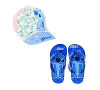 Disney Stitch Casquette Baseball et Tongs pour Filles, Ensemble D'été Stitch, Taille EU 29/30 | Bleu