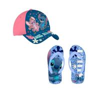 Disney Stitch Casquette Baseball Tong pour Filles, Set D'été Stitch et Angel, Taille EU 31/32 | Bleu