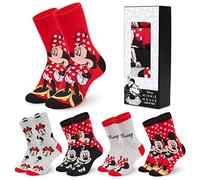 Disney Femme Chaussettes Rouge Gris 5 Paires Minnie & Mickey Respirant