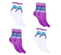 Disney Stitch Chaussettes Filles, Soquettes Stitch, Lot de 4 Chaussettes Universitaires, Cadeau Filles et Adolescentes, Taille EU 27/30