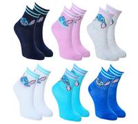 Disney Stitch Chaussettes pour Fille, Lot de 6 Chaussettes en Coton Tennis Design, Taille EU 27/30