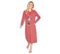 Disney Stitch Chemise de Nuit Femme Manches Longues Hiver Chemises de Nuit Chaude Mignon Vêtements de Nuit Femme et Ado (Rouge Minnie, S)