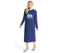 Disney Stitch Chemise de Nuit Femme Manches Longues Hiver Chemises de Nuit Chaude Mignon Vêtements de Nuit Femme et Ado (Bleu Navy Stitch, S)