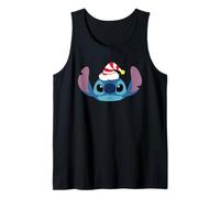 Disney Stitch Christmas Santa's Elf Hat Holiday Big Face Débardeur