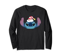 Disney Stitch Christmas Santa's Elf Hat Holiday Big Face Manche Longue