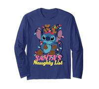 Disney Stitch Christmas Santa's Naughty List Funny Holiday Manche Longue