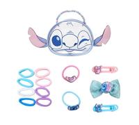 Disney Stitch Coffret Beauté pour Filles, Comprenant 2 Pinces à Cheveux, 8 élastiques, 1 Barrette Nœud, 2 Chouchous et un Sac à Main, Accessoires pour Cheveux Cadeau pour Filles