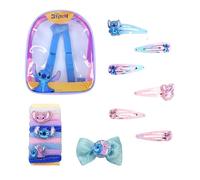 Disney Stitch Coffret Beauté pour Filles, Comprenant 6 Pinces à Cheveux, 8 élastiques, 1 Barrette Nœud et un Sac à Main, Accessoires pour Cheveux Cadeau pour Filles