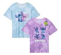 Disney Stitch Col Rond Tee Shirt Fille Adolescents Mignon Confortable Manches Courtes Col Ras du Cou T Shirt Cadeau Fille (7-8 Ans, Violet/Bleu, 2)