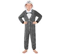 Disney Combinaison Pyjama Enfant Fille Pyjama Stitch Surpyjama Grenouillère en Polaire Fille Onesie Enfant Ado 2-15 Ans (Noir Jack Skellington, 11-12 Ans)