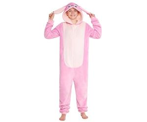 Disney Stitch Combinaison Pyjama Fille, Grenouillère Polaire Onesie 2-15 Ans (Rose Angel, 13-14 Ans)