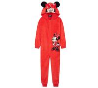 Disney Combinaison Pyjama Enfant Fille Pyjama Stitch Surpyjama Grenouillère en Polaire Fille Onesie Enfant Ado 2-15 Ans (Rouge Minnie, 7-8 Ans)