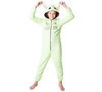Disney Combinaison Pyjama Enfant Fille Pyjama Stitch Surpyjama Grenouillère en Polaire Fille Onesie Enfant Ado 2-15 Ans (Vert Baby Yoda, 7-8 Ans)