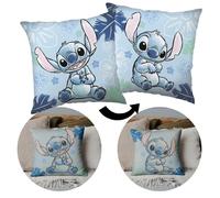 DISNEY Stitch Coussin carré, coussin décoratif RÉVERSIBLE, 40 x 40 cm, OEKO-TEX