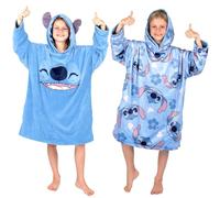Disney Stitch - Couverture à capuche réversible surdimensionnée en polaire double face super douce pour enfants, cadeau pour filles, taille unique, bleu, bleu, taille unique