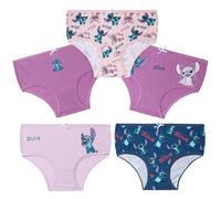 Disney Stitch Culottes Filles, Confortable et Respirant 100% Coton - Lot de 5 (Bleu/Violet, 7-8 Ans)