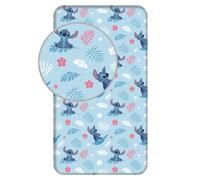 Disney Stitch Drap Housse 90x200 cm 100% Coton Bleu