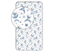 Disney Stitch Drap housse Stitch "Rainbow" 90x200 cm 100% coton Blanc