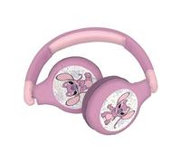 Lexibook, Disney Stitch, Casque Audio 2-en-1 Angel, Bluetooth & Filaire avec Micro et Boutons de contrôle, Pliable et Ajustable, Batterie Rechargeable Longue durée, HPBT010D1, Rose