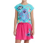 Disney Stitch Ensemble 2 Pièces pour Fille, Conception 'Smile' T-shirt et Jupe pour Filles, Taille 8 Ans | Bleu