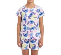 Disney Stitch Ensemble 2 Pièces pour Fille, Pyjama T-Shirt et Short à Imprimé Tropical, Taille 3 Ans | Blanc