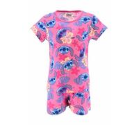Disney Stitch Ensemble 2 Pièces pour Fille, Pyjama T-Shirt et Short à Imprimé Tropical, Taille 4 Ans | Rosa