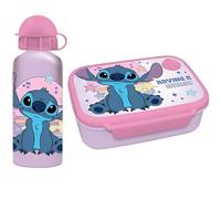 Disney Stitch Ensemble boîte à déjeuner pour enfants - Boîte à sandwich et bouteille d'eau en aluminium de 500 ml - Ensemble repas pour l'école, les voyages, sans BPA